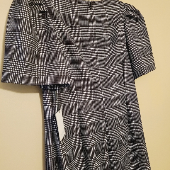 Calvin Klein Black & White Plaid Sheath Dress with Embroidery - Picture 11 of 14